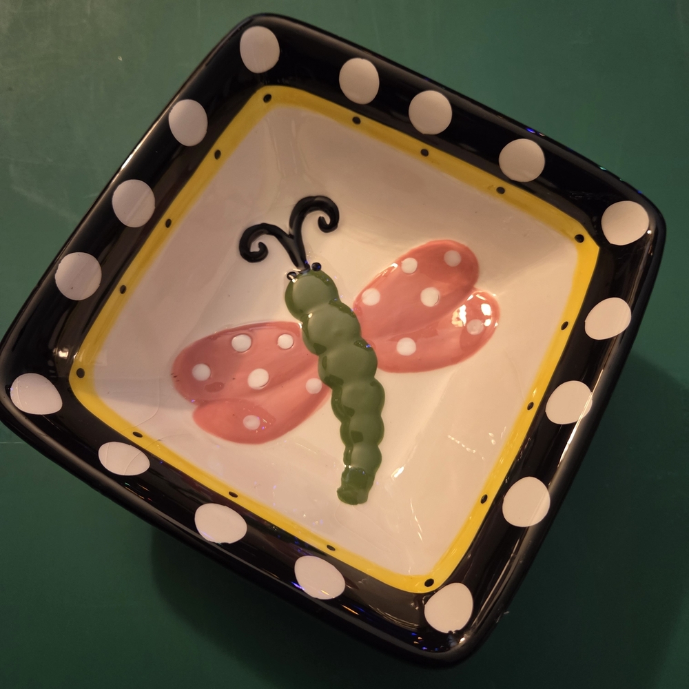 Polka Dot Butterfly Decorative Bowl